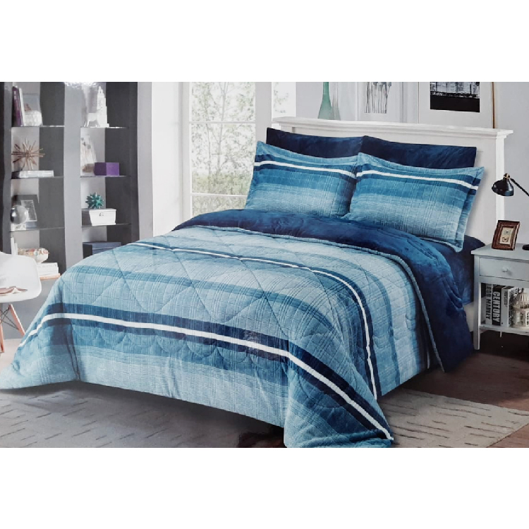 Cannon Comforter Set King 6PCS Yarn Dyed Flannel Teal, QP-CMF-CN-K-007 TEAL